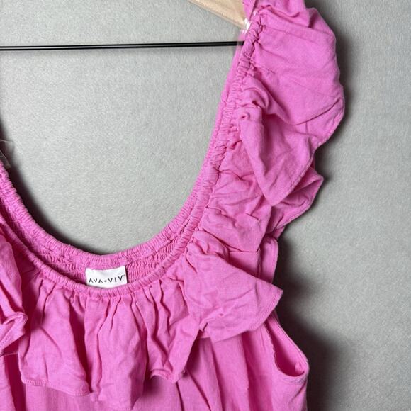 Ava & Viv Pink Linen Blend Ruffle Sleeves Dress Sundress Women’s Plus 1X - Picture 5 of 10